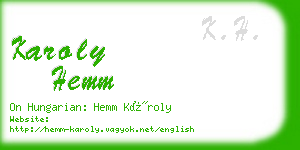 karoly hemm business card